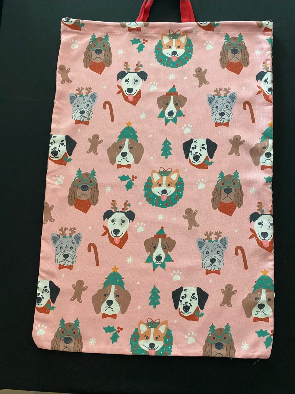 Extra Large Pet Dog Holiday Print Gift Bag - Pink